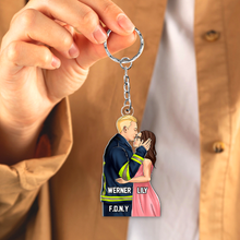 Load image into Gallery viewer, Personalized Firefighter Couple Keychain - Custom Love Token Keychains PopCulturePrints
