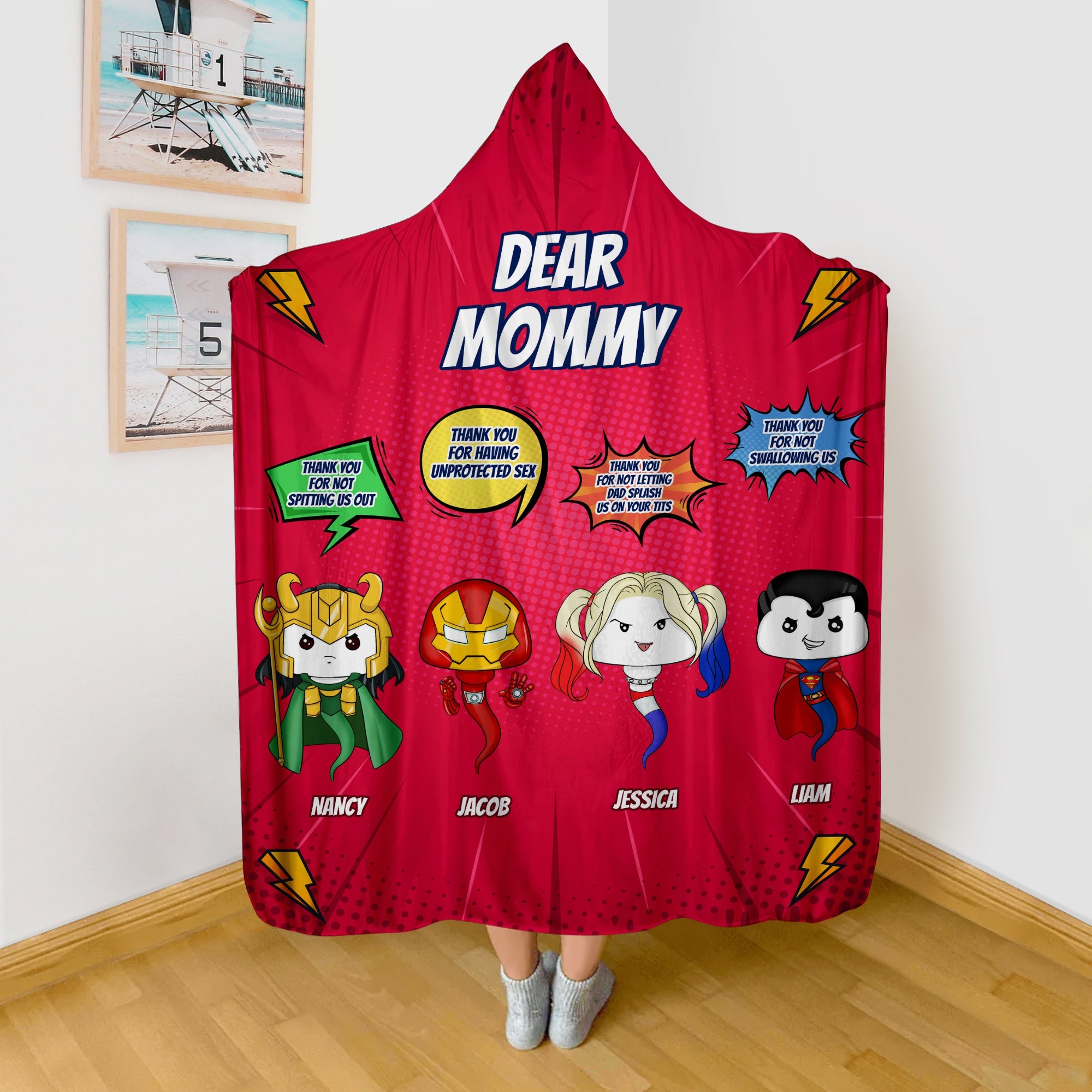 Custom Super Mom Blanket Hoodie - Perfect for Mother's Day Blanket PopCulturePrints