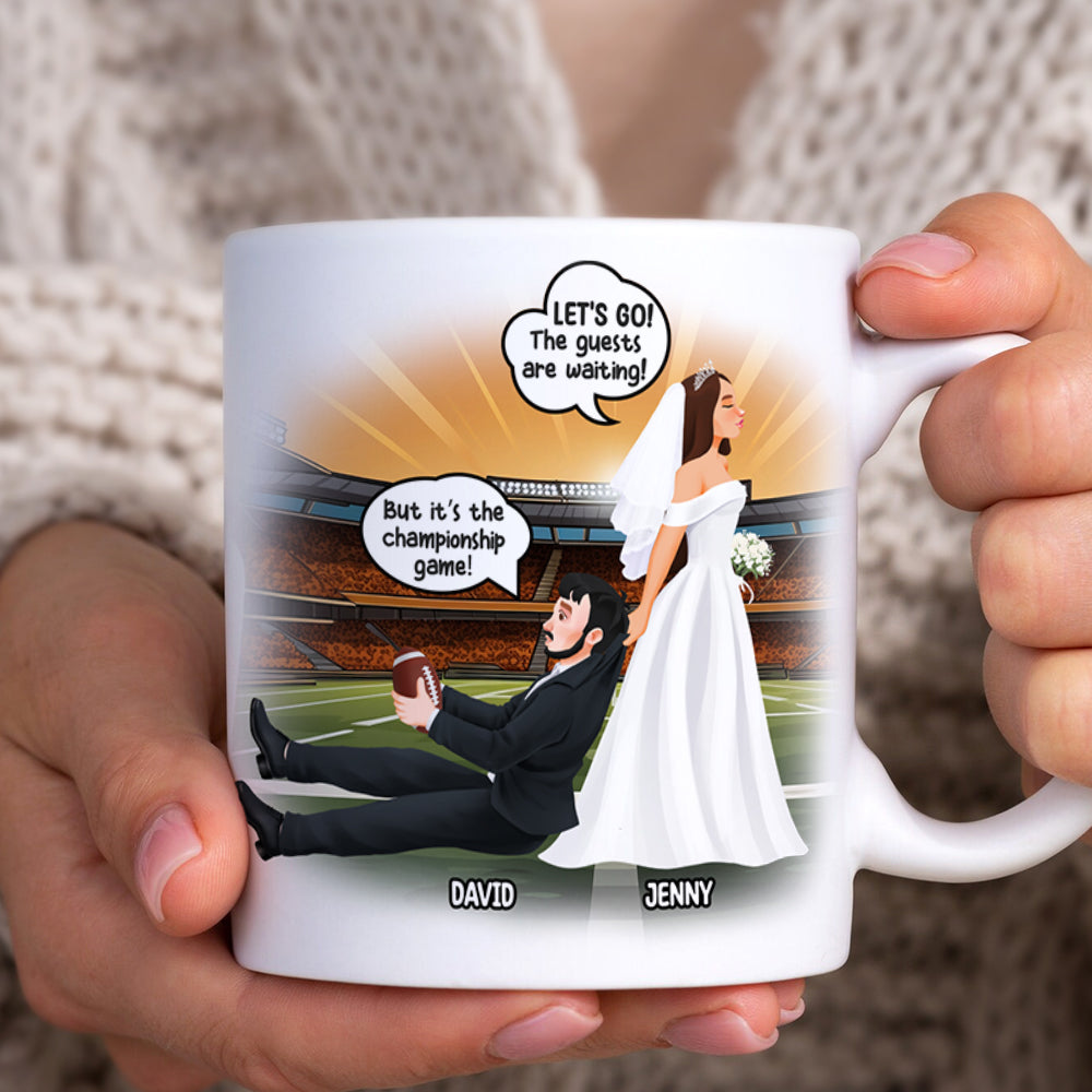 Personalized American Football Coffee Mug for Couples - Fun Wedding Gift Coffee Mug PopCulturePrints