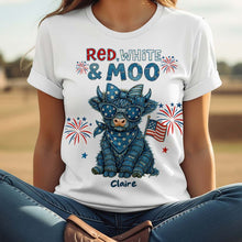 Load image into Gallery viewer, Celebrate Freedom with Style - Highland Cow Freedom Shirt - Personalized Gift for Independence Day AOP Products PopCulturePrints

