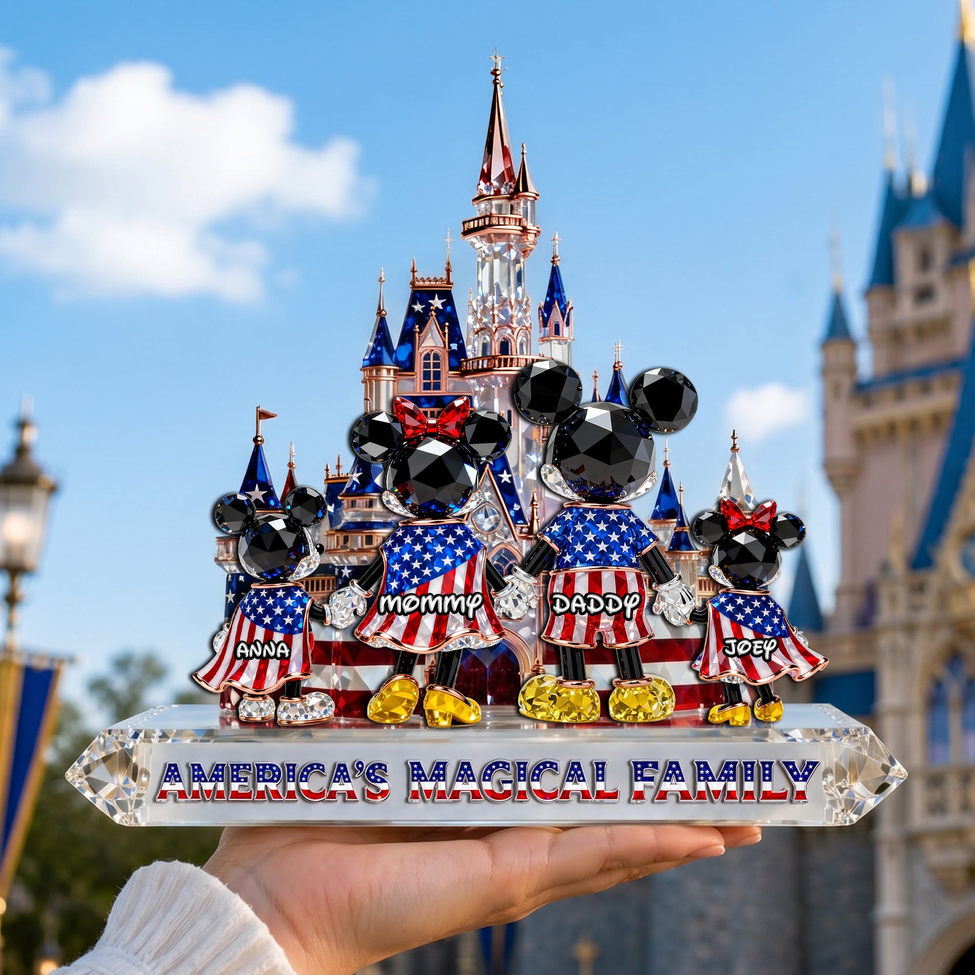“Celebrate Your Family’s Magic” - Proud American Family Acrylic Plaque - Personalized Gift for Family Shaped Plaques PopCulturePrints