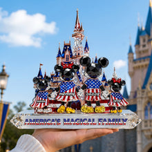 Load image into Gallery viewer, “Celebrate Your Family’s Magic” - Proud American Family Acrylic Plaque - Personalized Gift for Family Shaped Plaques PopCulturePrints
