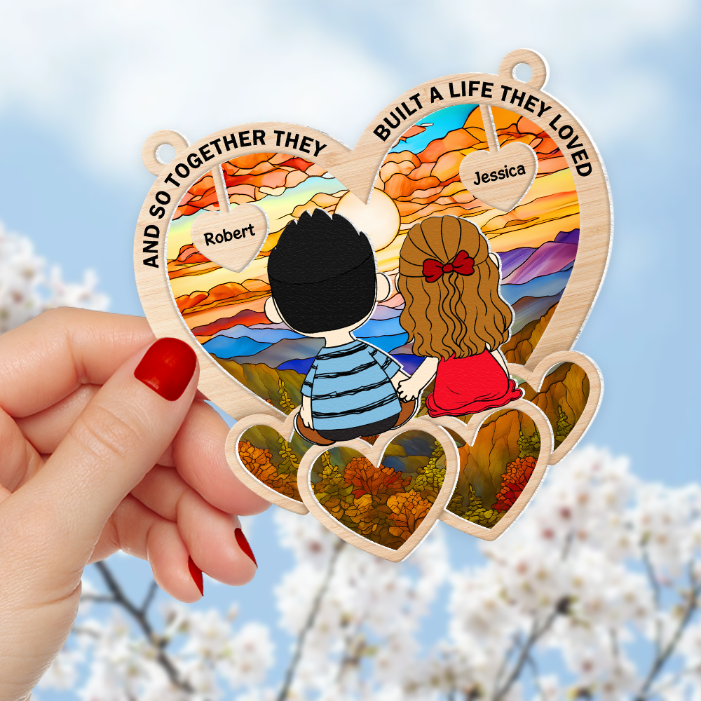 Personalized Couple Suncatcher Ornament - Heartwarming Design Suncatcher PopCulturePrints