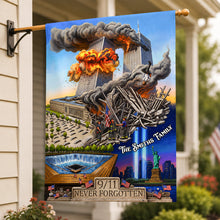 Load image into Gallery viewer, “Never Forget Our Heroes” - Patriotic Remembrance House Flag - Personalized Flag Gift for Family and Friends
