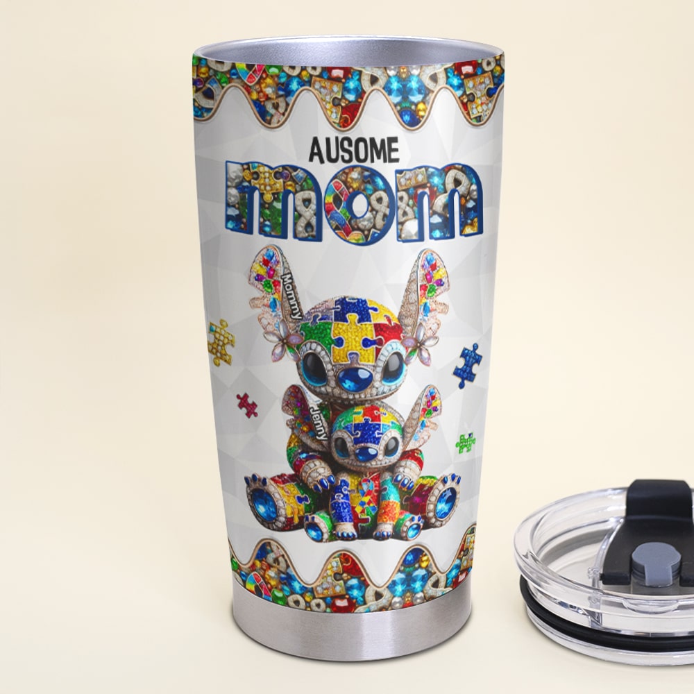 "Celebrate the Ausome Journey, Perfectly Personalized Gift for Autism Moms - Custom Tumbler" Tumbler Cup PopCulturePrints
