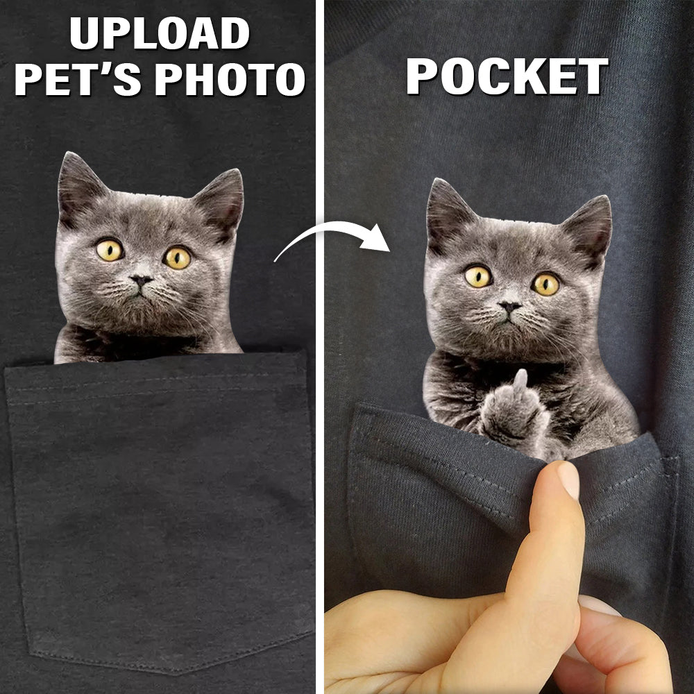 Custom Pet Photo Pocket Shirt with Playful Gesture