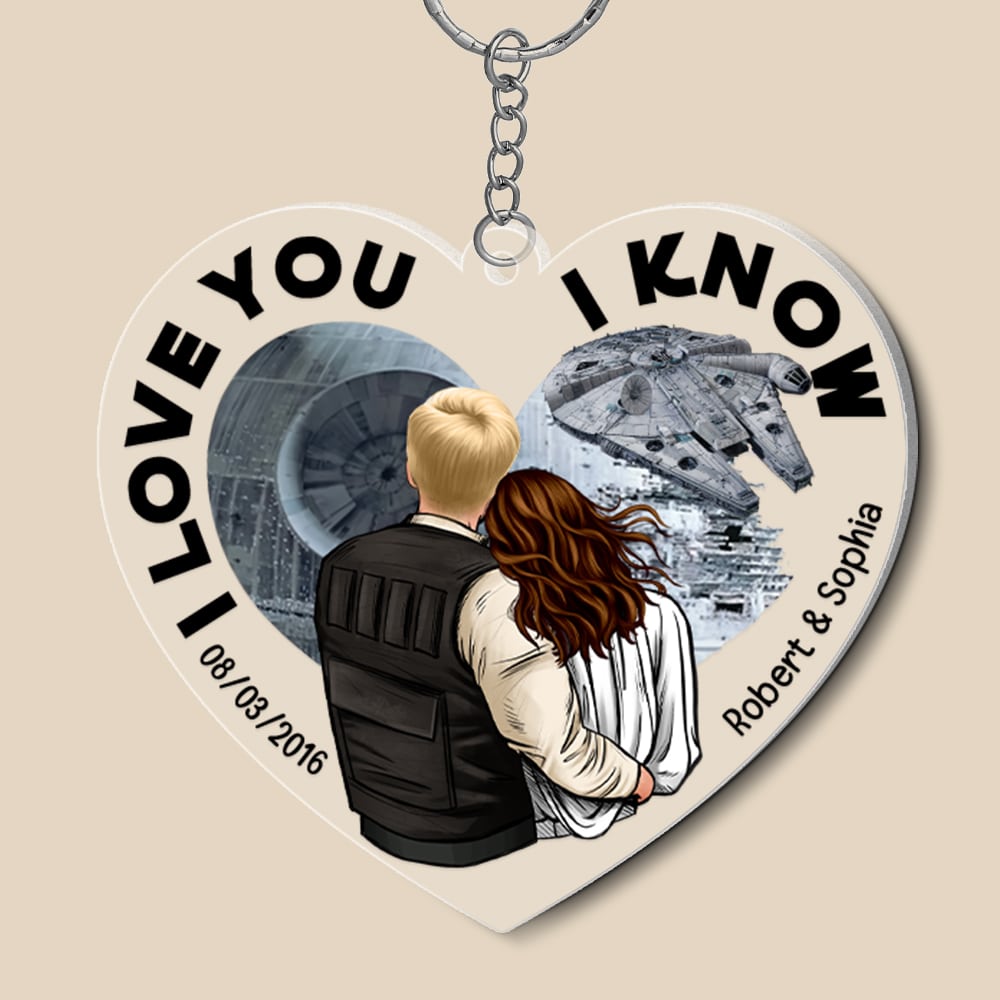 Custom 'I Love You, I Know' Heart Keychain for Couples Keychains PopCulturePrints