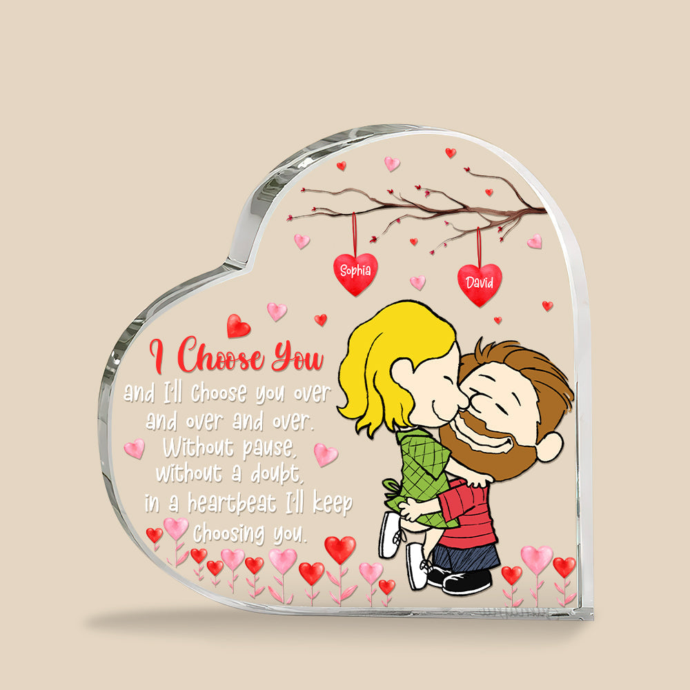 Personalized Cartoon Heart-Shaped Acrylic Plaque for Couples Shaped Plaques PopCulturePrints