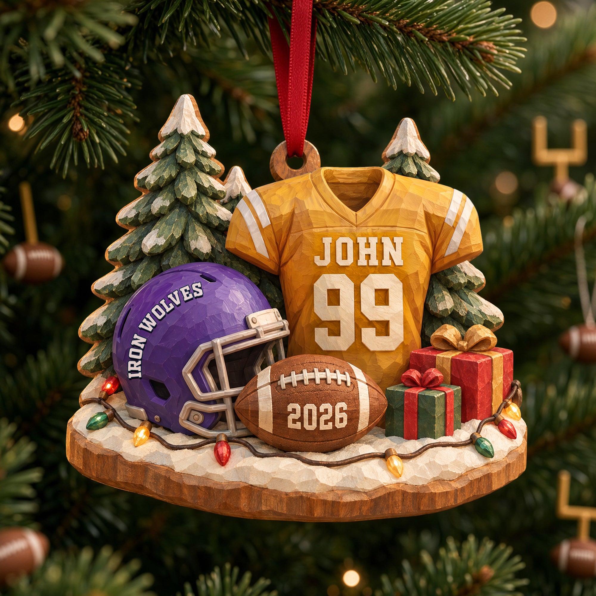 Tackle Season Wood Effect Ornament, Personalized Gifts For Sport Lovers 02qhlu141026 Ornament PopCulturePrints