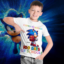 Load image into Gallery viewer, Customized Sonic &#39;100 Days of School&#39; T-Shirt for Kids Shirts PopCulturePrints
