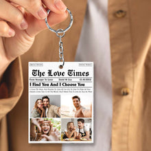 Load image into Gallery viewer, Personalized Acrylic Keychain for Couples - The Love Times Edition Keychains PopCulturePrints
