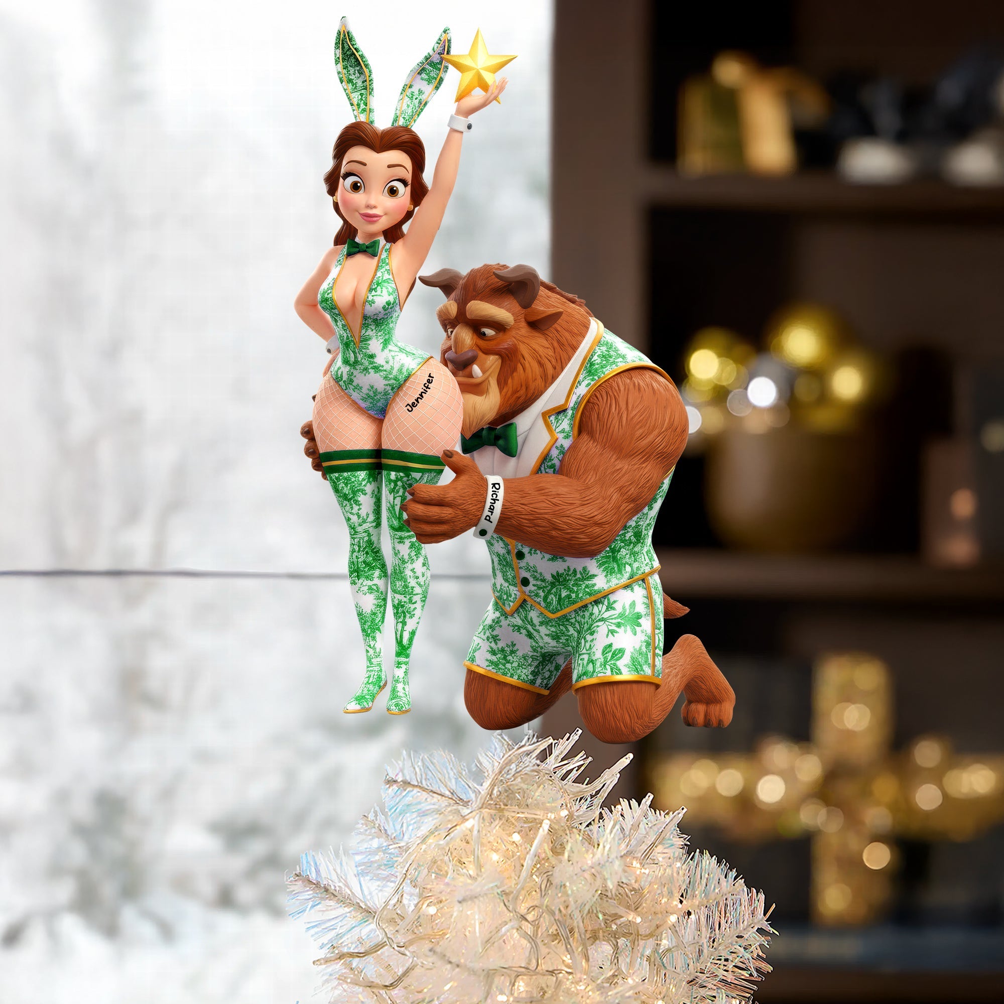 Naughty Couple Christmas Tree Topper - Fun and Personalized Holiday Decor Ornament PopCulturePrints