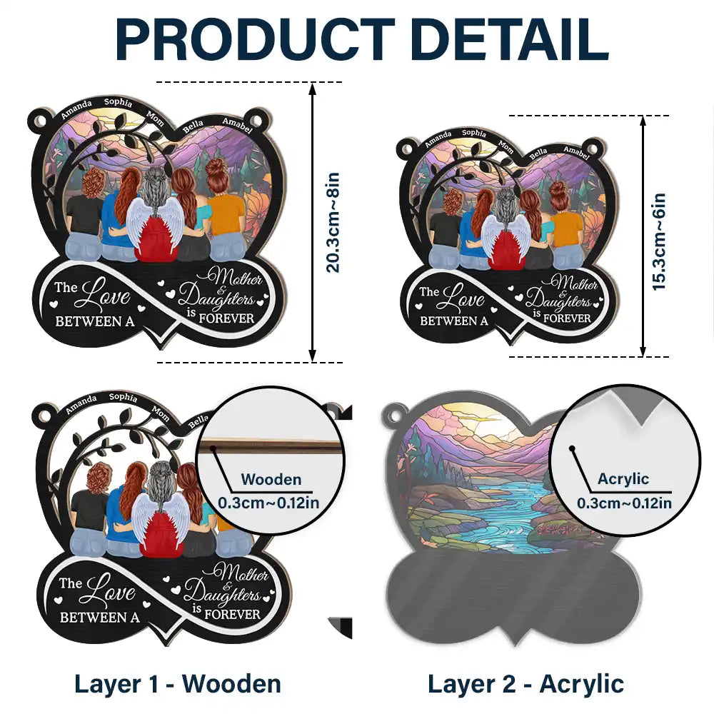 The Love Between Mother & Daughters Is Forever - Personalized Suncatcher Ornament for Mom & Grandma Suncatcher Ornament PopCulturePrints