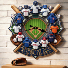 Load image into Gallery viewer, "Time to Play Ball!" Personalized Sports Lovers Acrylic Wall Clock - Unique Gift for Baseball Fans, Dads, and Friends Hanging Wall Clock PopCulturePrints
