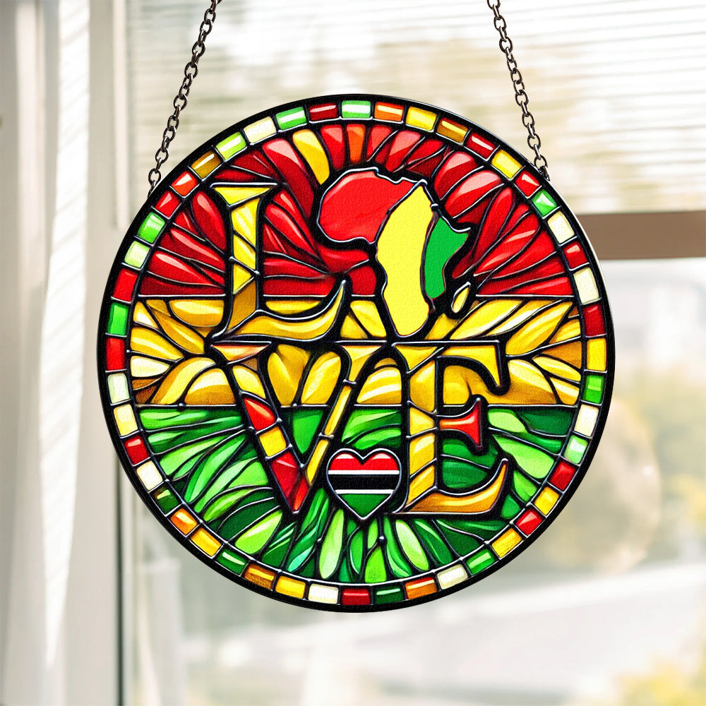 Black Roots Pride Stained Glass Suncatcher - Celebrate Black History Month Suncatcher PopCulturePrints