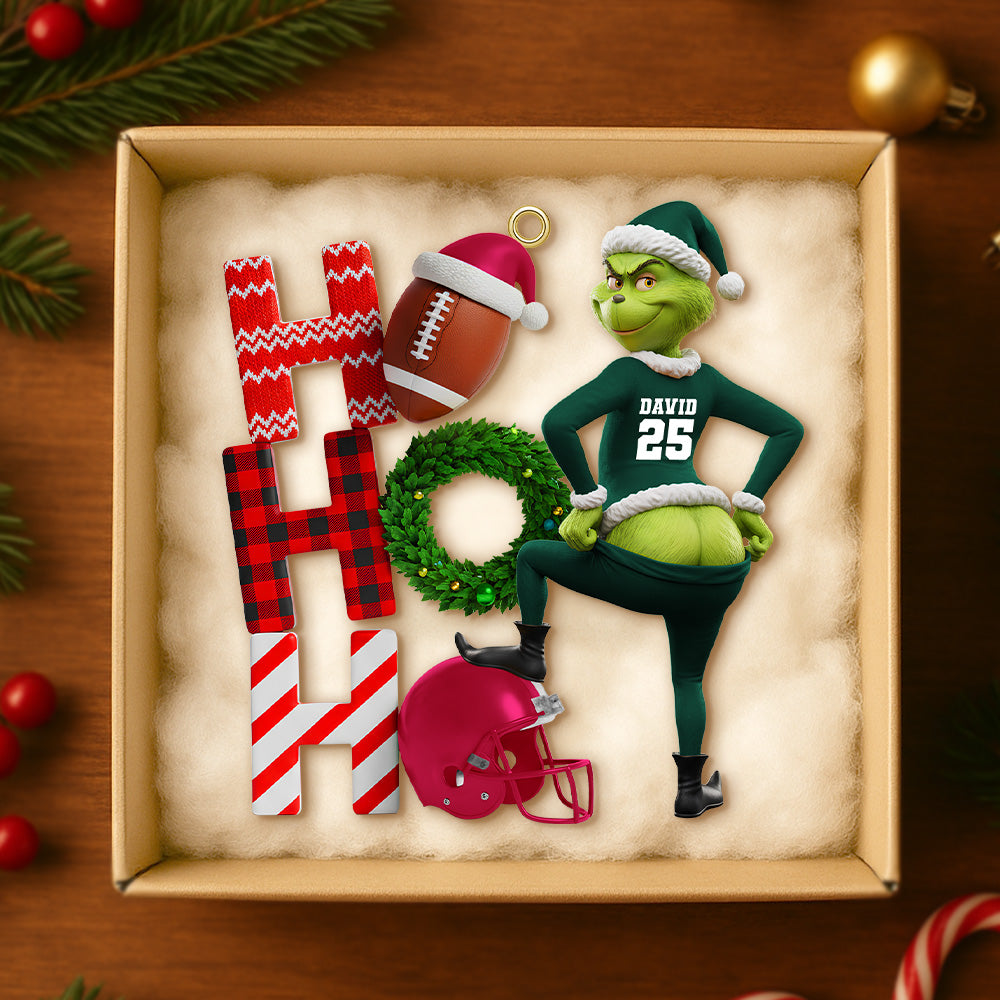 “Celebrate the Season with a Grin!” - Funny Green Monster Santa Ornament - Personalized Gift for Sport Lovers Ornament PopCulturePrints