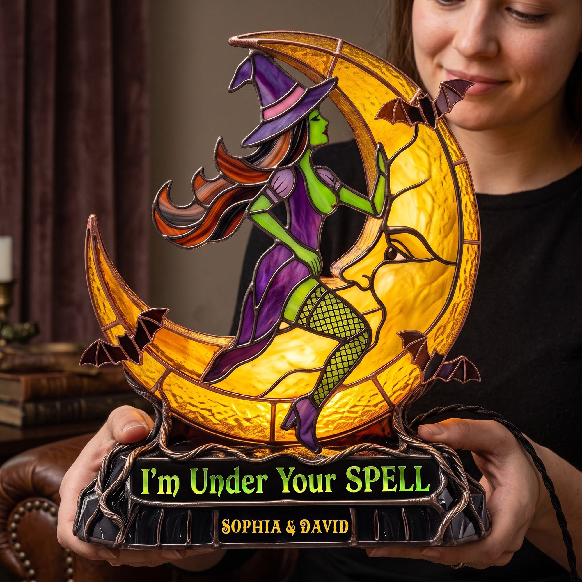 I'm Under Your SPELL - Naughty Witch Couple Acrylic Light Box - Personalized Gift for Couples