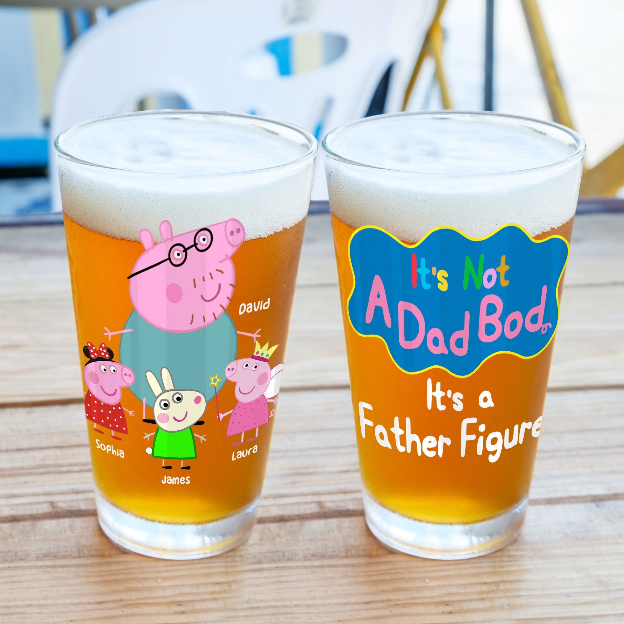 Personalized 'Father Figure' Beer Glass for Dad Beer Glasses PopCulturePrints