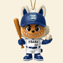 Load image into Gallery viewer, “Celebrate the Game with Joy!” - Personalized Christmas Bunny Baseball Ornament - A Unique Gift for Baseball Lovers Keychains PopCulturePrints
