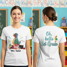 Load image into Gallery viewer, “Oh, Hello Preschool!” - Personalized Quack to School Shirt for Teachers Shirts PopCulturePrints
