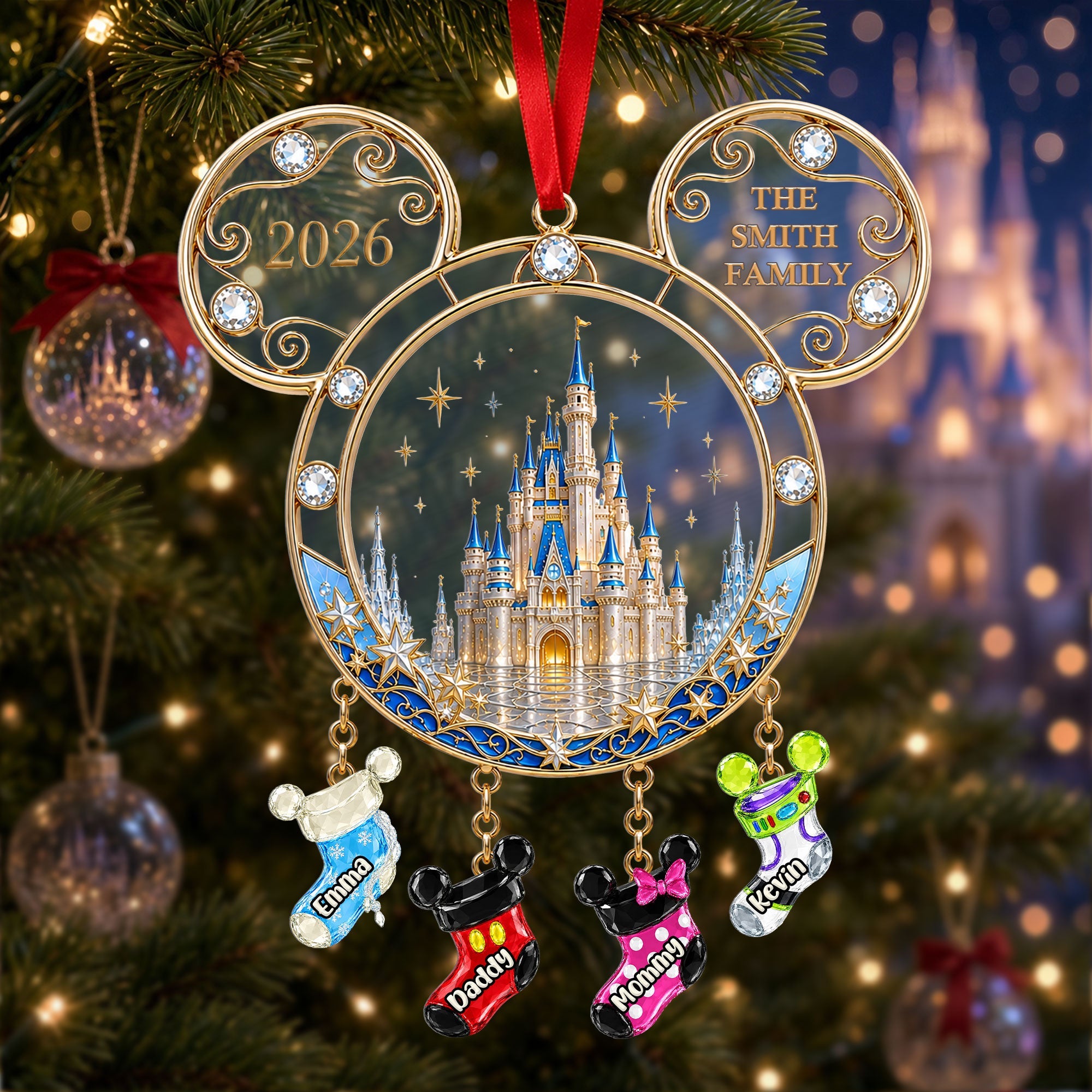 Magical Family Socks Castle Ornament - Personalized Christmas Gifts