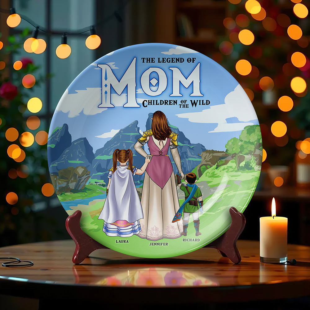The Legend of Mom: A Heartfelt Tribute - Personalized Ceramic Round Plate - Gift for Mom, Grandma, and More Ceramic Round Plate PopCulturePrints