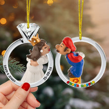 Load image into Gallery viewer, Personalized Couple Christmas Ornament - Retro Game Theme Suncatcher PopCulturePrints
