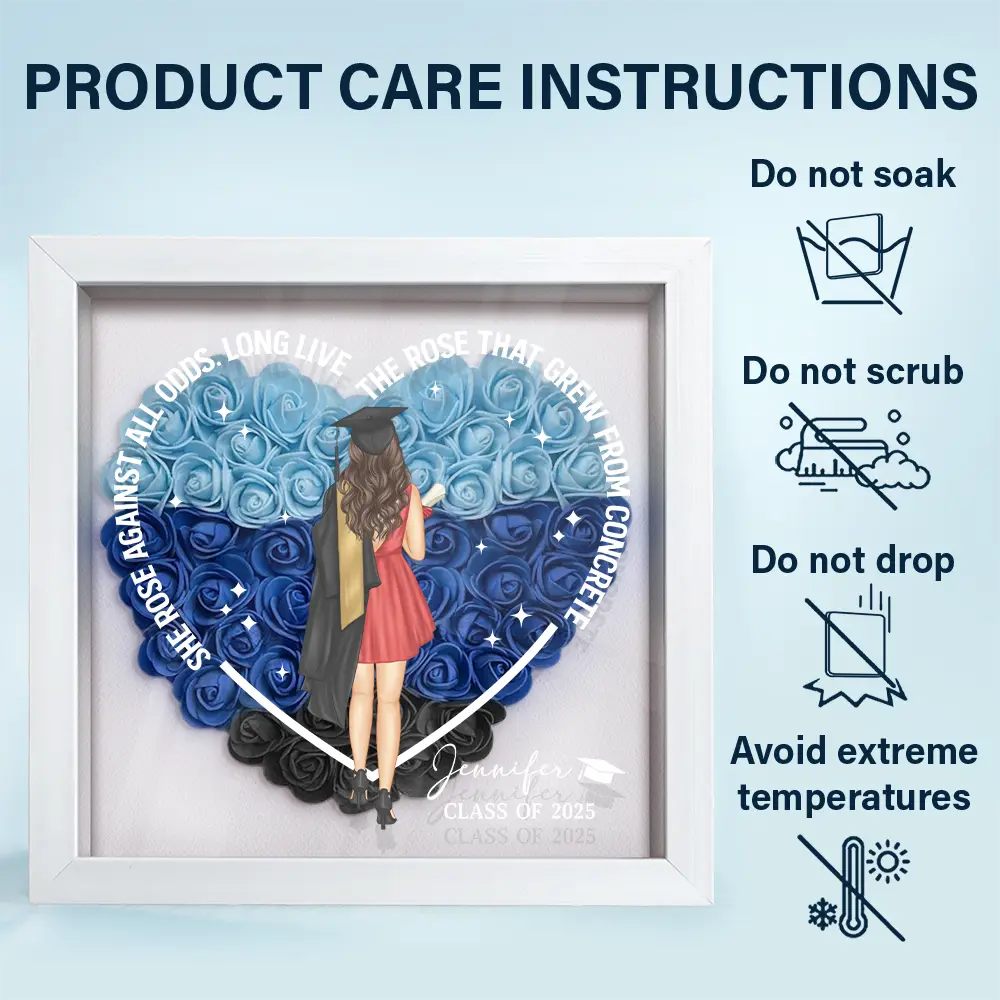She Rose Against All Odds - Personalized Flower Shadow Box Flower Shadow Box PopCulturePrints