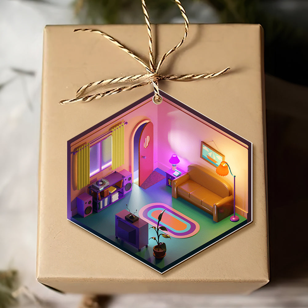 Custom Movie Lover Christmas Ornament - Isometric Room Design Ornament PopCulturePrints