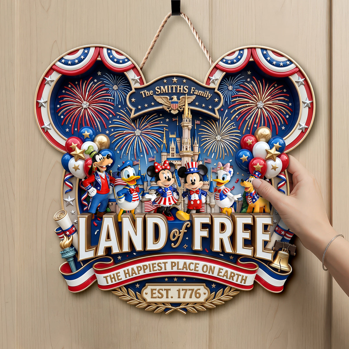“The Happiest Place on Earth” - Land Of Free Acrylic Sign - Personalized Gift for Families, Friends and Loved Ones Acrylic Sign PopCulturePrints