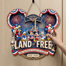 Load image into Gallery viewer, “The Happiest Place on Earth” - Land Of Free Acrylic Sign - Personalized Gift for Families, Friends and Loved Ones Acrylic Sign PopCulturePrints
