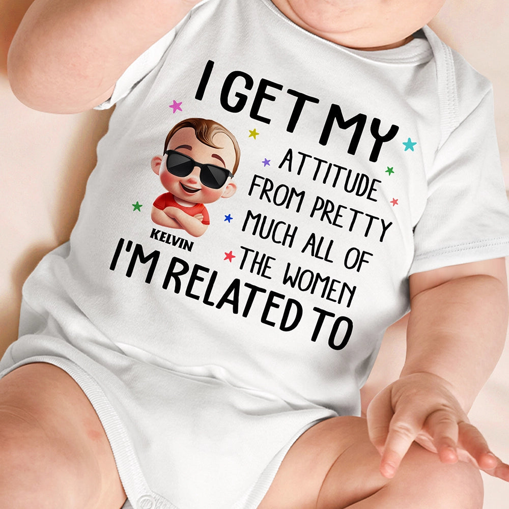 I Get My Attitude - Personalized Baby Onesie for Cool Babies Baby Onesie PopCulturePrints