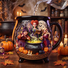 Load image into Gallery viewer, Witchy Sisters Cauldron Mug - Personalized Halloween Gift for Friends and Family Cauldron Mug PopCulturePrints
