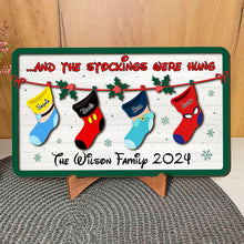 Load image into Gallery viewer, Personalized Family Christmas Wood Sign - Cartoon Character Stockings Wood Sign PopCulturePrints
