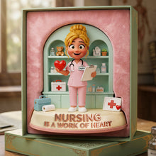 Load image into Gallery viewer, Nursing is a Work of Heart - Personalized Acrylic Plaque for Nurses Shaped Plaques PopCulturePrints
