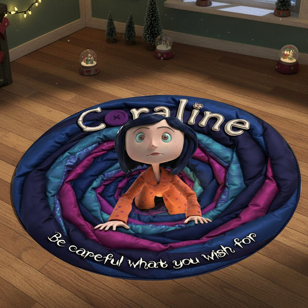 “Be Careful What You Wish For” - Personalized Quilted Round Mat for Horror Fans Doormat PopCulturePrints