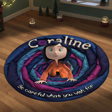 Load image into Gallery viewer, “Be Careful What You Wish For” - Personalized Quilted Round Mat for Horror Fans Doormat PopCulturePrints
