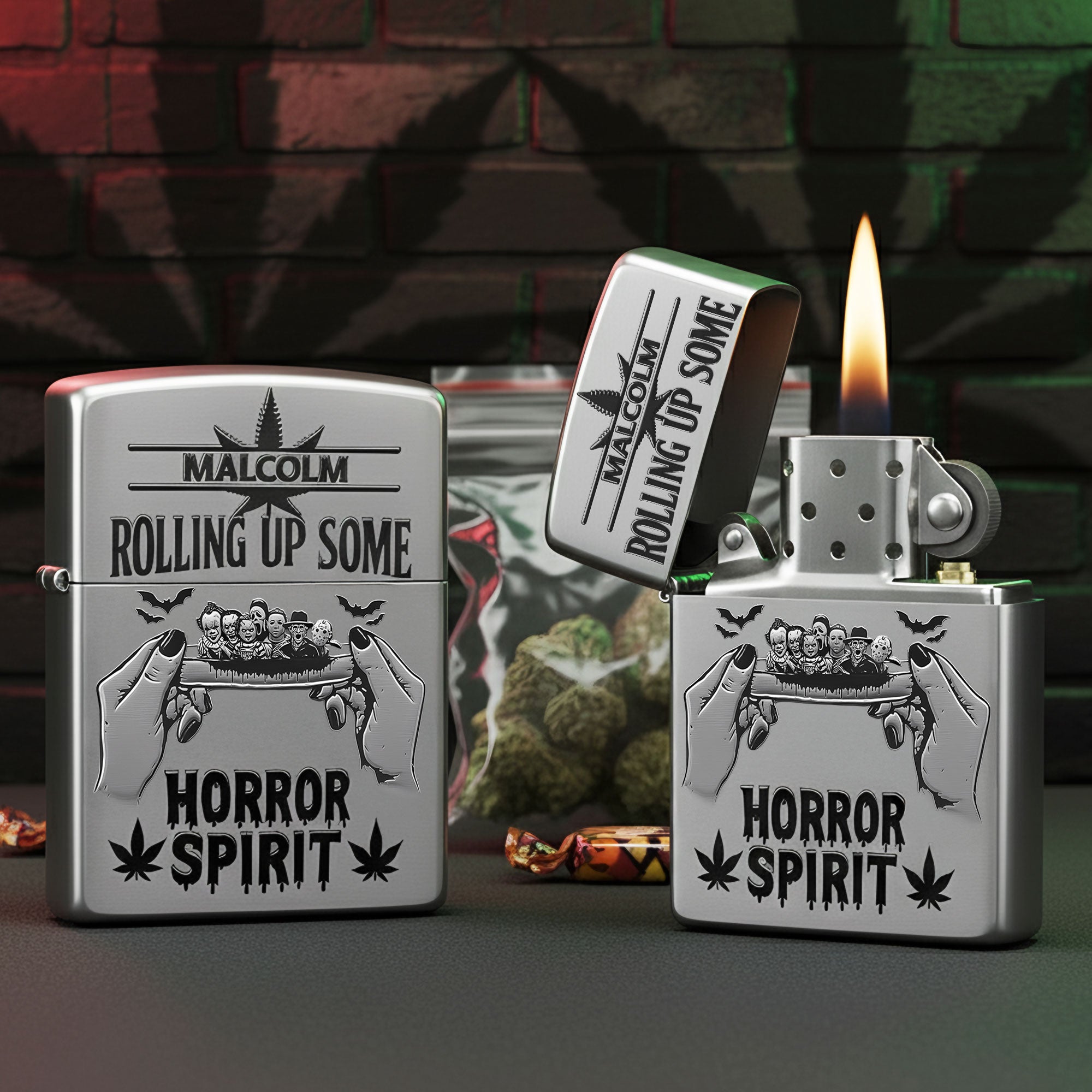 "Rolling Up Some Horror" - Unique Personalized Lighter for Smoking Lovers Lighter PopCulturePrints