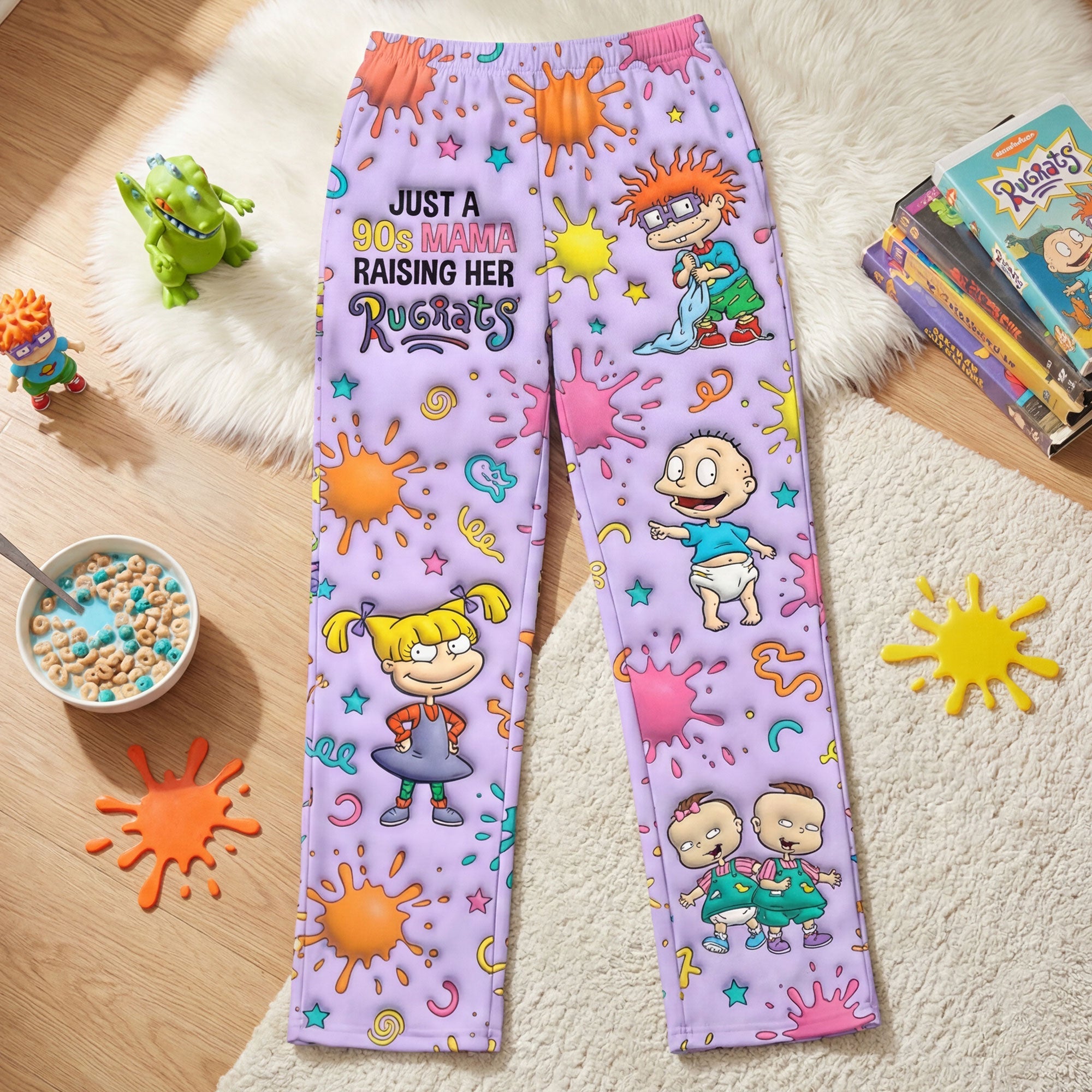 “Just a 90s Mama Raising Her Rugrats” - Funny Kids Pajama Pants - Personalize for Mom and Grandma Pajama Pant PopCulturePrints