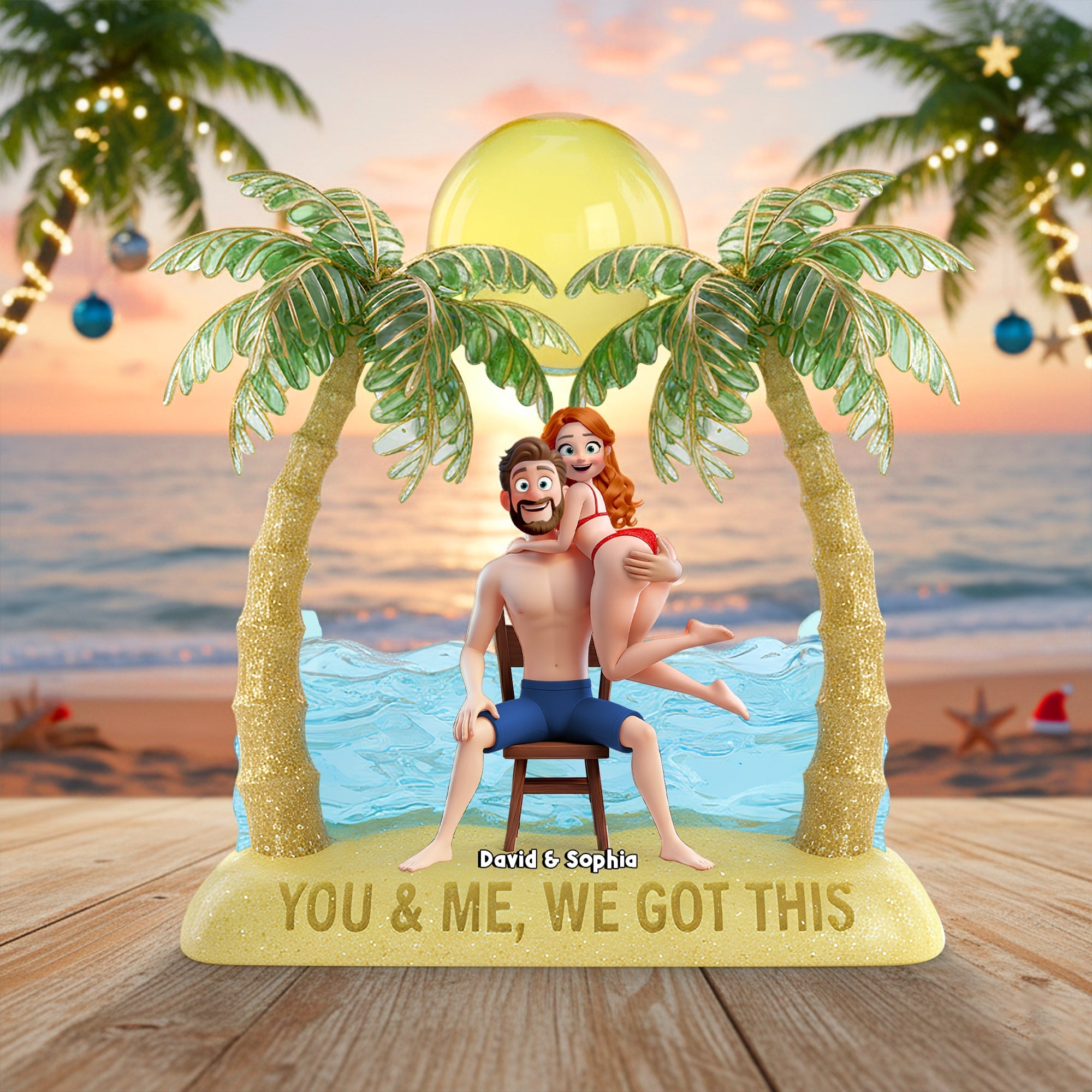 "You & Me, We Got This" - Personalized Seaside Romance Acrylic Plaque - Perfect Custom Gift for Couples, Anniversaries, or Special Occasions Shaped Plaques PopCulturePrints