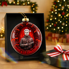 Load image into Gallery viewer, “Have a Lit Christmas!” - Horror Fire Christmas Ornament - Personalized Gift for Horror Fans Ornament PopCulturePrints
