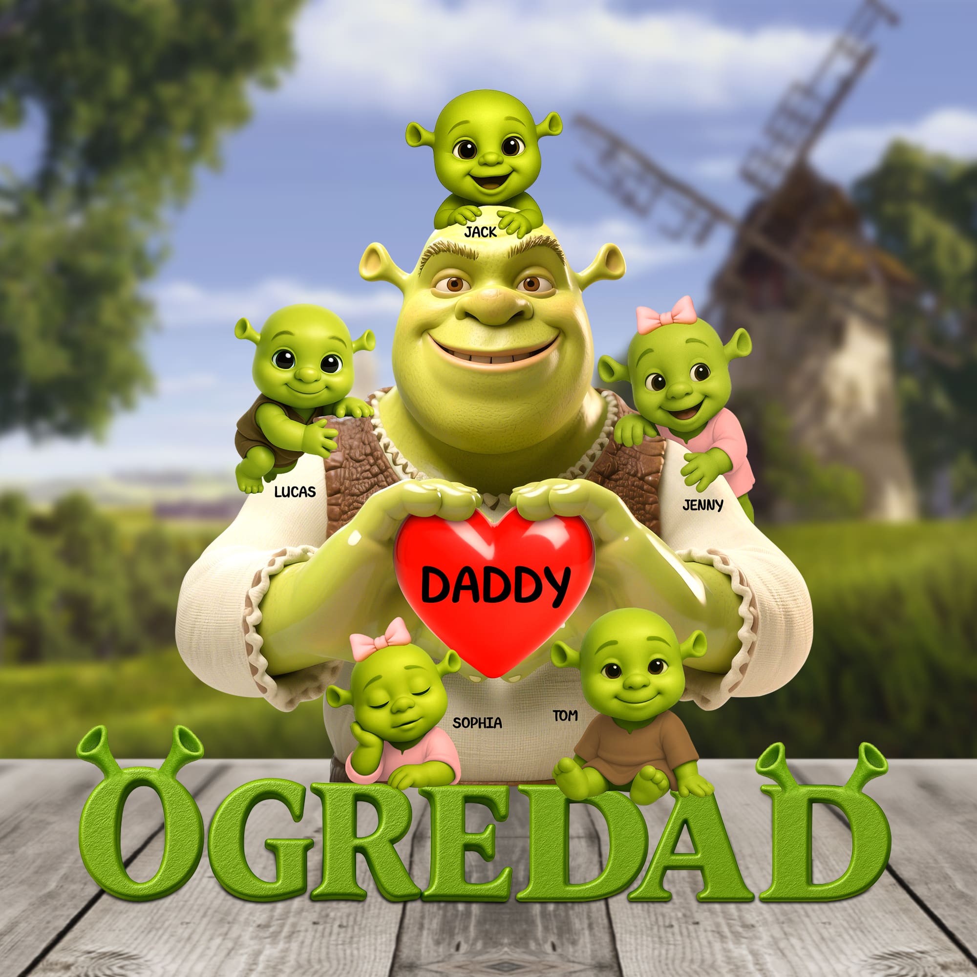 “Every Dad is a Hero” - Green Monster Plaque Personalized Gift for Father’s Day - Customizable Gift for Dad and Grandpa Shaped Plaques PopCulturePrints