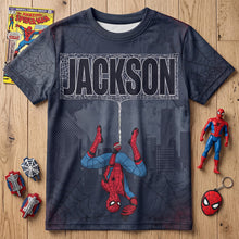 Load image into Gallery viewer, "Swing into Action!" – Web-Slinging Hero Personalized Shirt - Custom Gift for Movie Fans, Superhero Lovers, and Friends AOP Products PopCulturePrints
