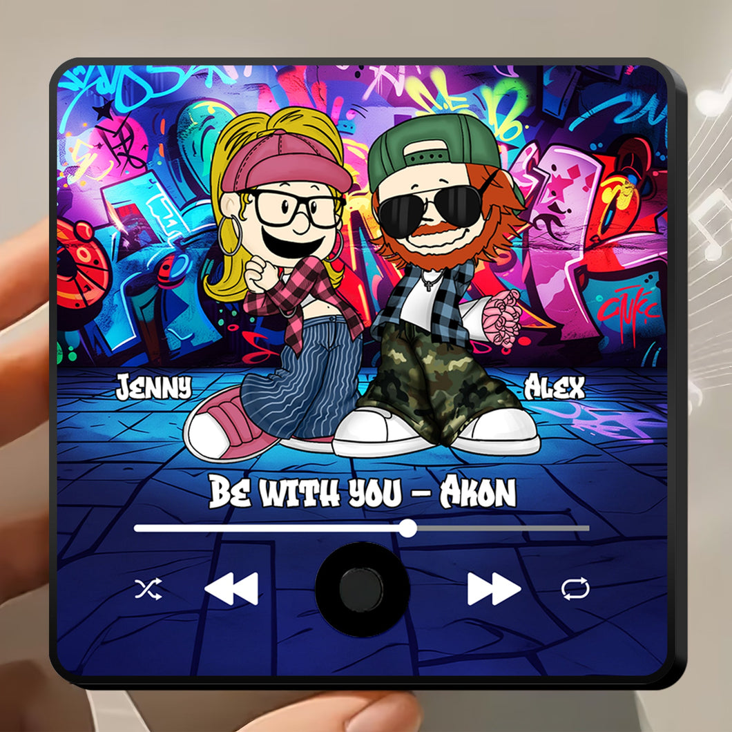 Personalized Cartoon Couple Fridge Magnet - Custom Music & Photo Gift Fridge Magnet PopCulturePrints