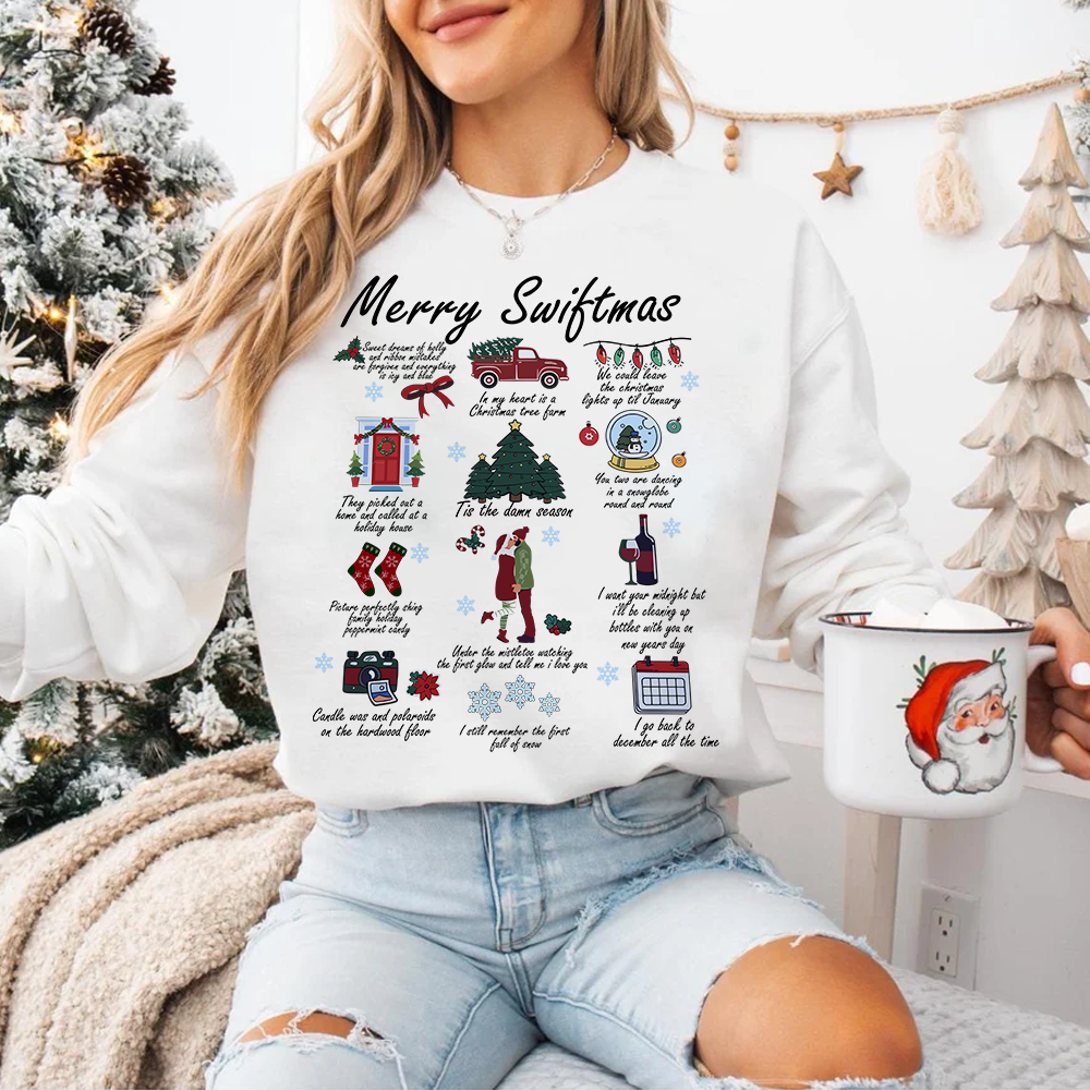 Merry Swiftmas Cozy Christmas Sweatshirt - Perfect Gift for Fans Shirts PopCulturePrints