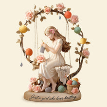 Load image into Gallery viewer, Just a Girl Who Loves Knitting - Dreamy Knitting Girl Plaque | Personalized Gift for Knitting Lovers Shaped Plaques PopCulturePrints
