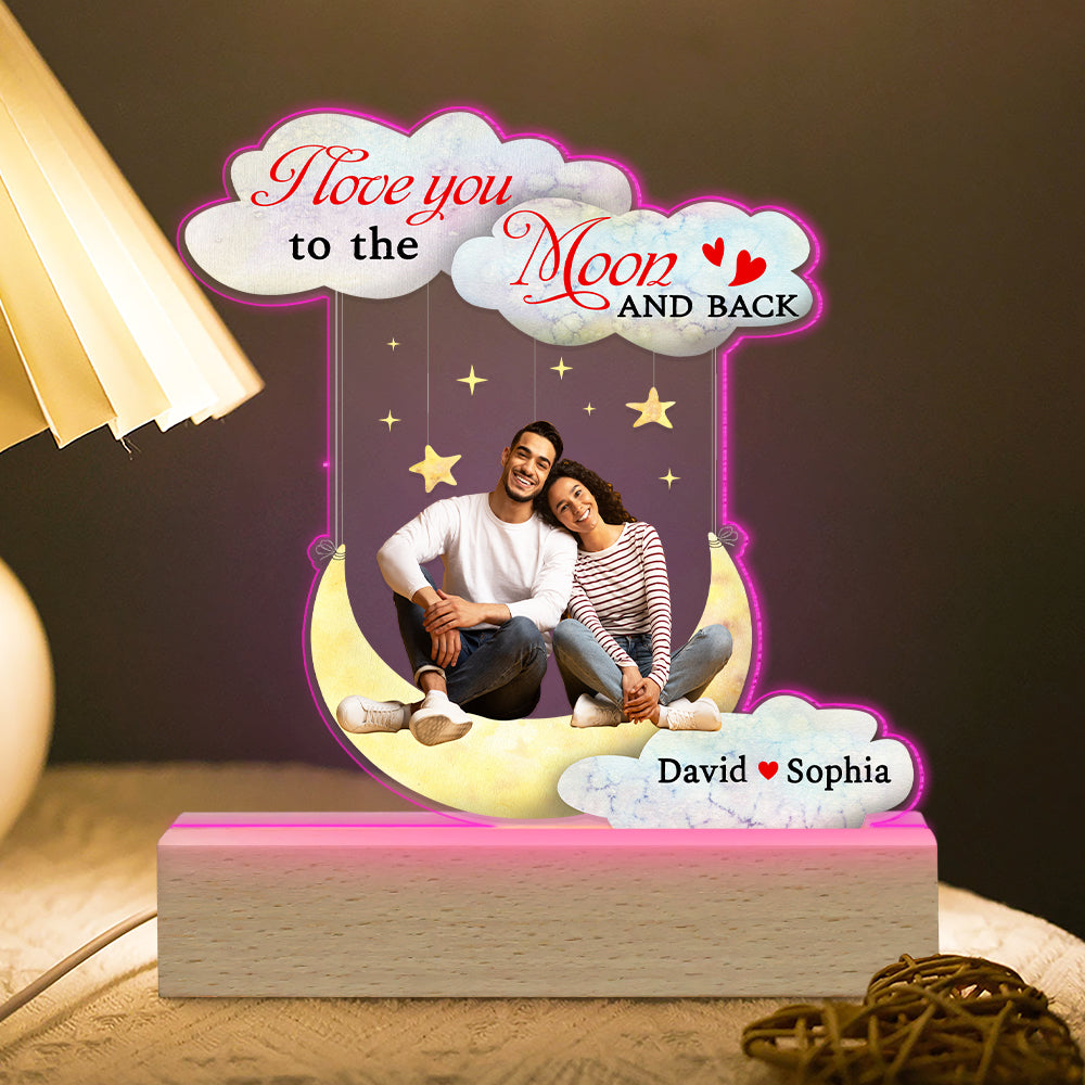 Personalized 3D LED Light - I Love You to the Moon and Back Led Night Light PopCulturePrints