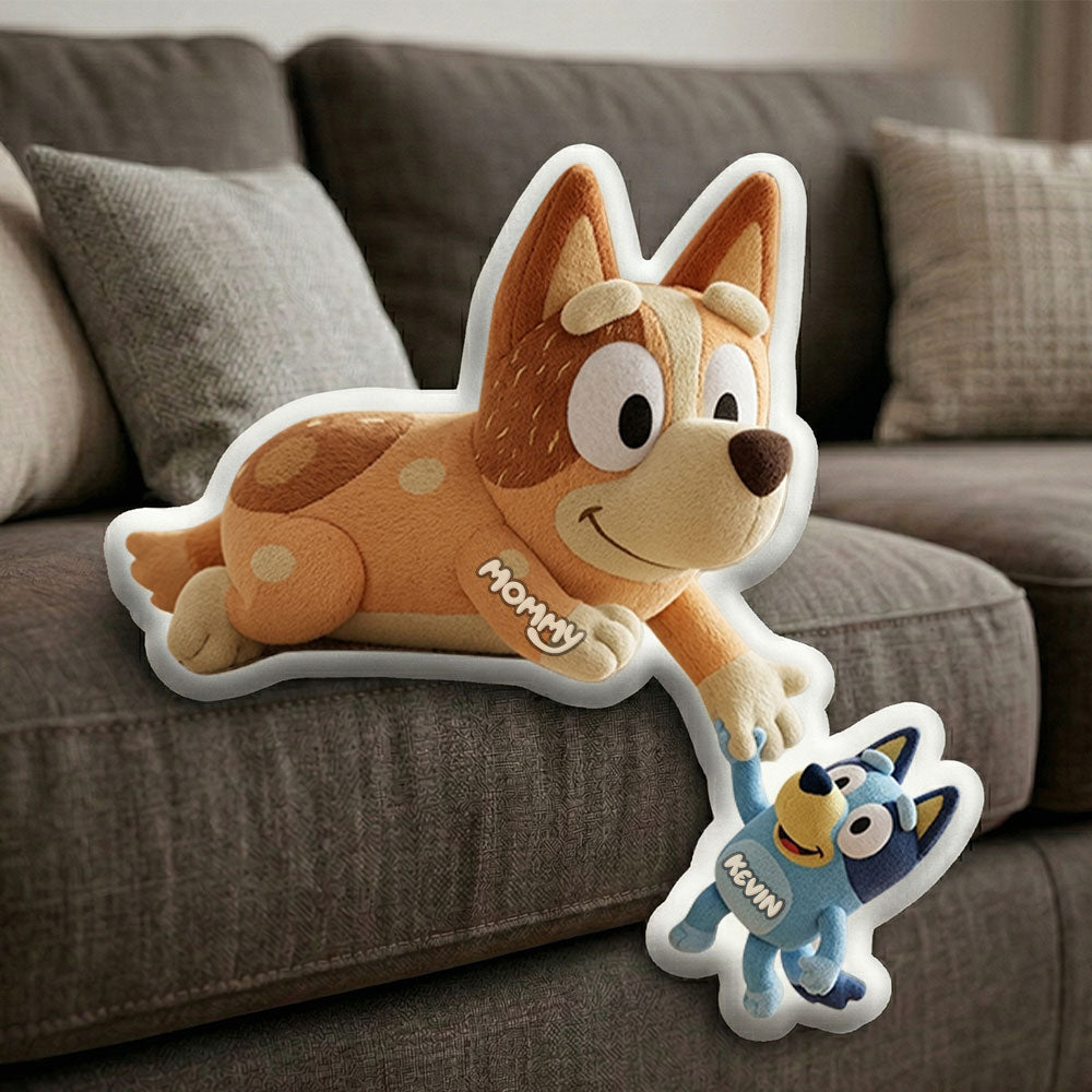“A Perfect Way to Show Love!” - Cute Mommy Dog and Puppy Shape Pillow - Personalized Gifts for Mom, Grandma & More Pillow PopCulturePrints