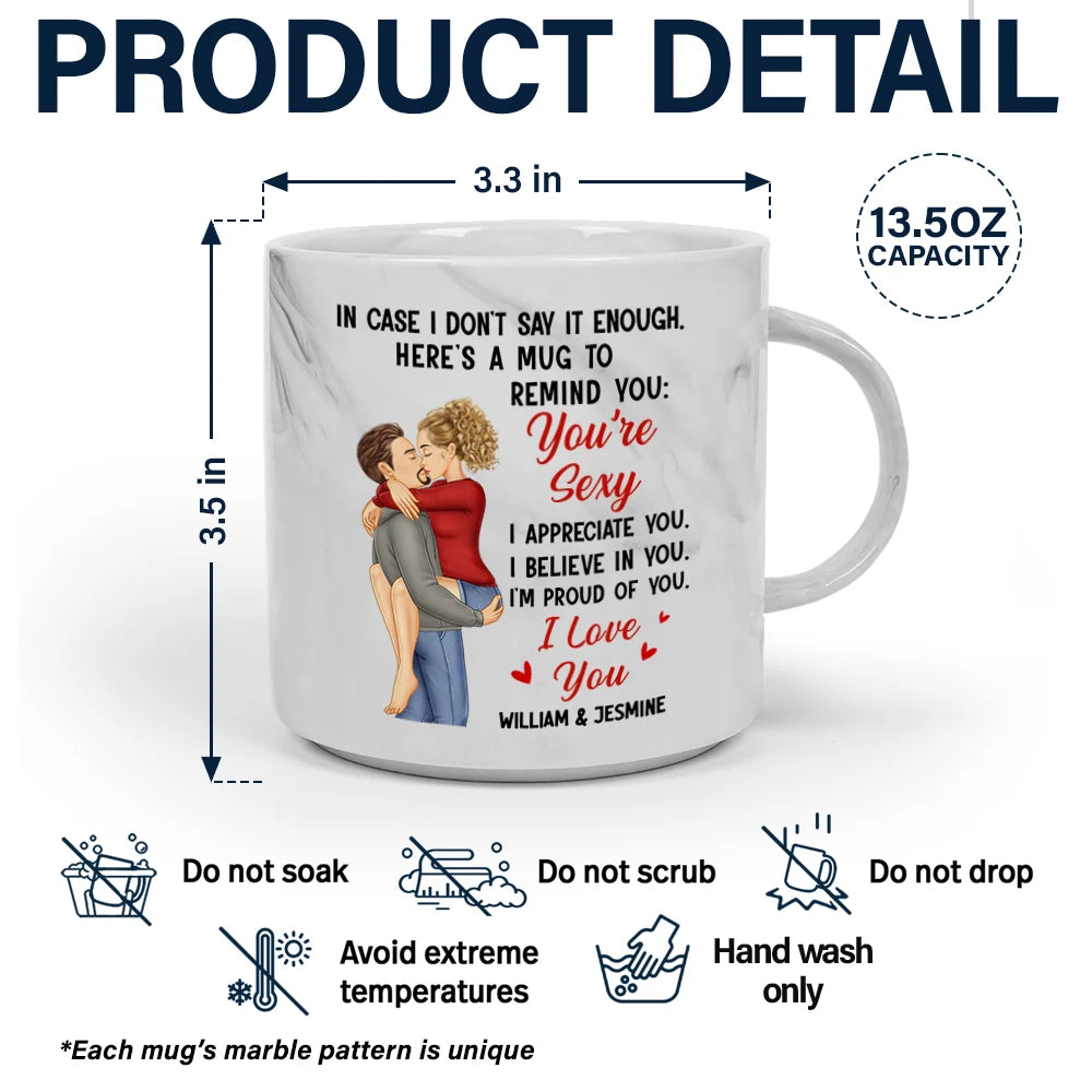 In Case I Don't Say It Enough - Personalized Marble Mug for Couples Marble Mug PopCulturePrints