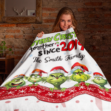 Load image into Gallery viewer, Custom Christmas Family Blanket - Stolen Christmas Together Design
